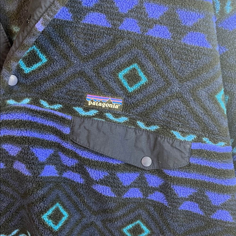 VTG PATAGONIA SYNCHILLA FLEECE BUTTON SNAP PULLOVER MEN'S RARE JACKET AZTEC 2XL - Picture 3 of 10